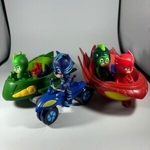 PJ‎ Masks Vehicle & Figure Lot Owlette Gekko